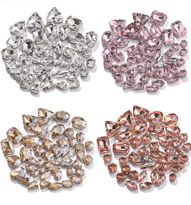 Factory Hot Sale Rhinestones Popular Colors Mix Shapes Sew On Rhinestones Claw Glass Rhinestones for Wedding Dress