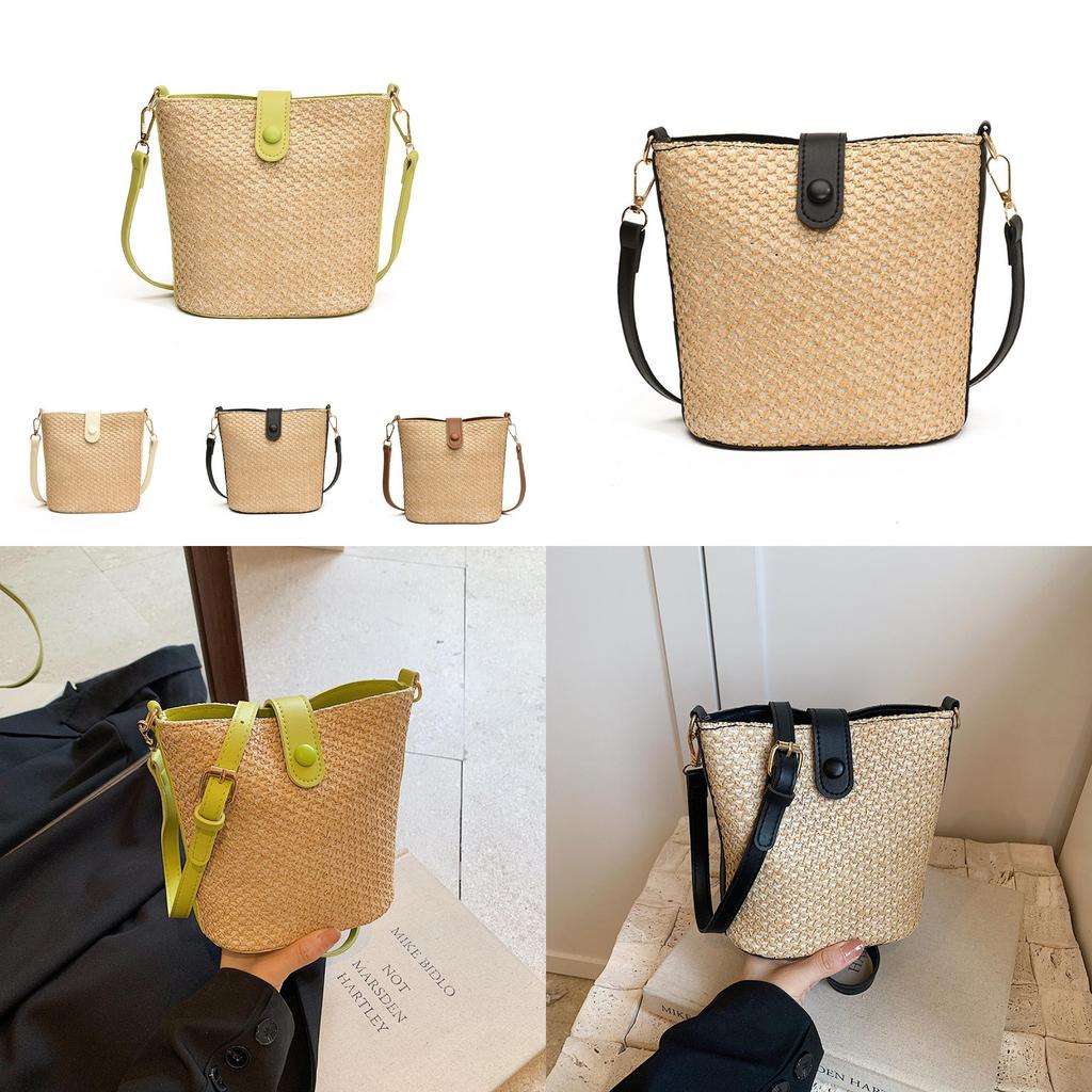 Elegant Pvc Bucket Bag 2024 Trendy Woven Design National Style Crossbody
