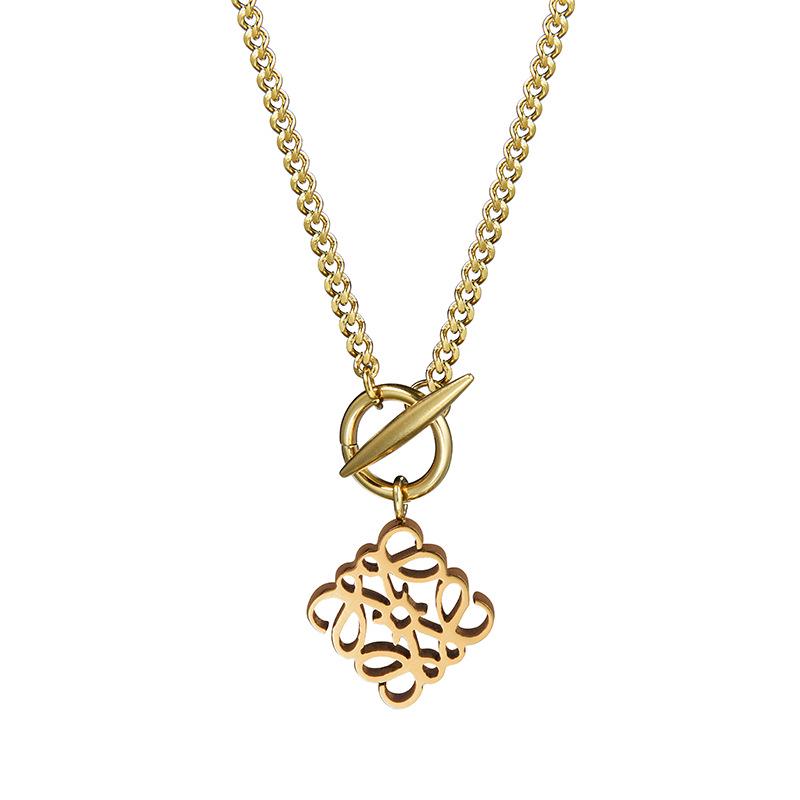 

High-End Titanium Steel Geometric Pendant Necklace for Women золотой