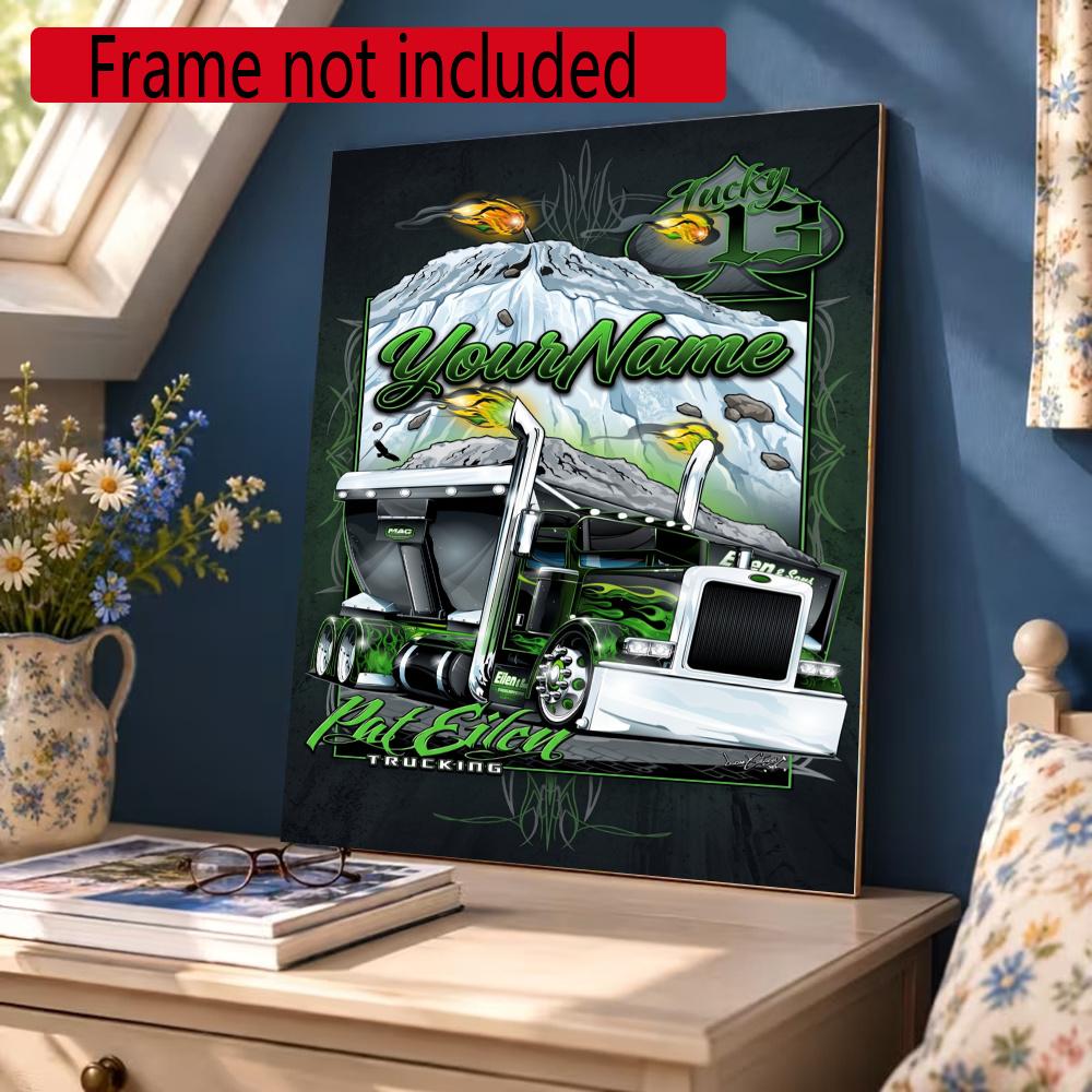 Peterbilt Heavy Trucks Customize Your Name Diamond Painting Round Diamond Diy Frameless Holiday Artwork Suitable For Home Office Wall Decoration