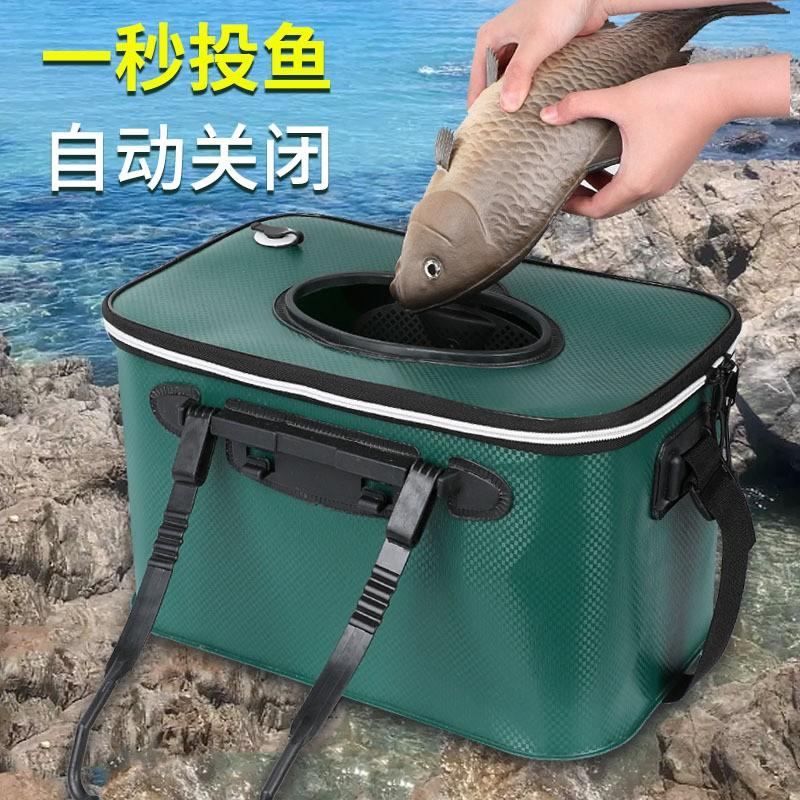 Portable Fishing Live Well Bucket With Shoulder Strap Hand Carry Heavy Duty Large Capacity Water Tank Freshwater Saltwater