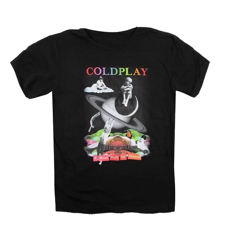 2025 Classic Coldplay Band T Shirt British Rock Music Men and Women Casual T-Shirt Short Sleeve Tee Cotton Tops Summer Clothing