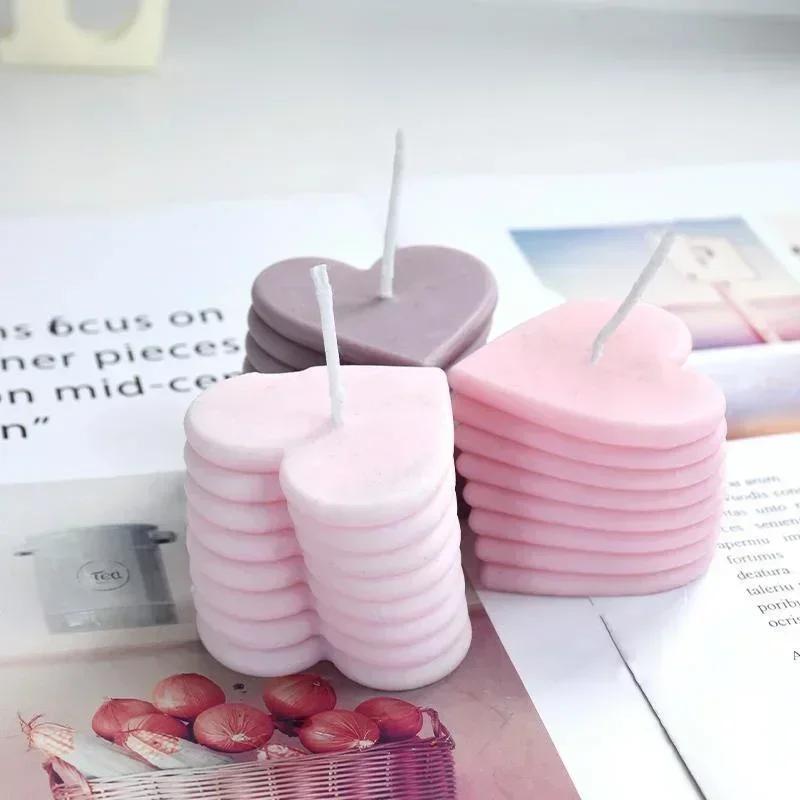Rotating Love Candle Mold Stacking Heart-shaped Aromatic Valentines Day DIY Chocolate Candy Molds Cake Decoration