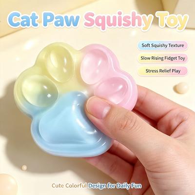 Jelly Three Color Rainbow Cat Paw Squishy Soft Pinch Cute Cat Paw Slow Rebound Pinch Stress Relief Decompression Toy Favors Gift