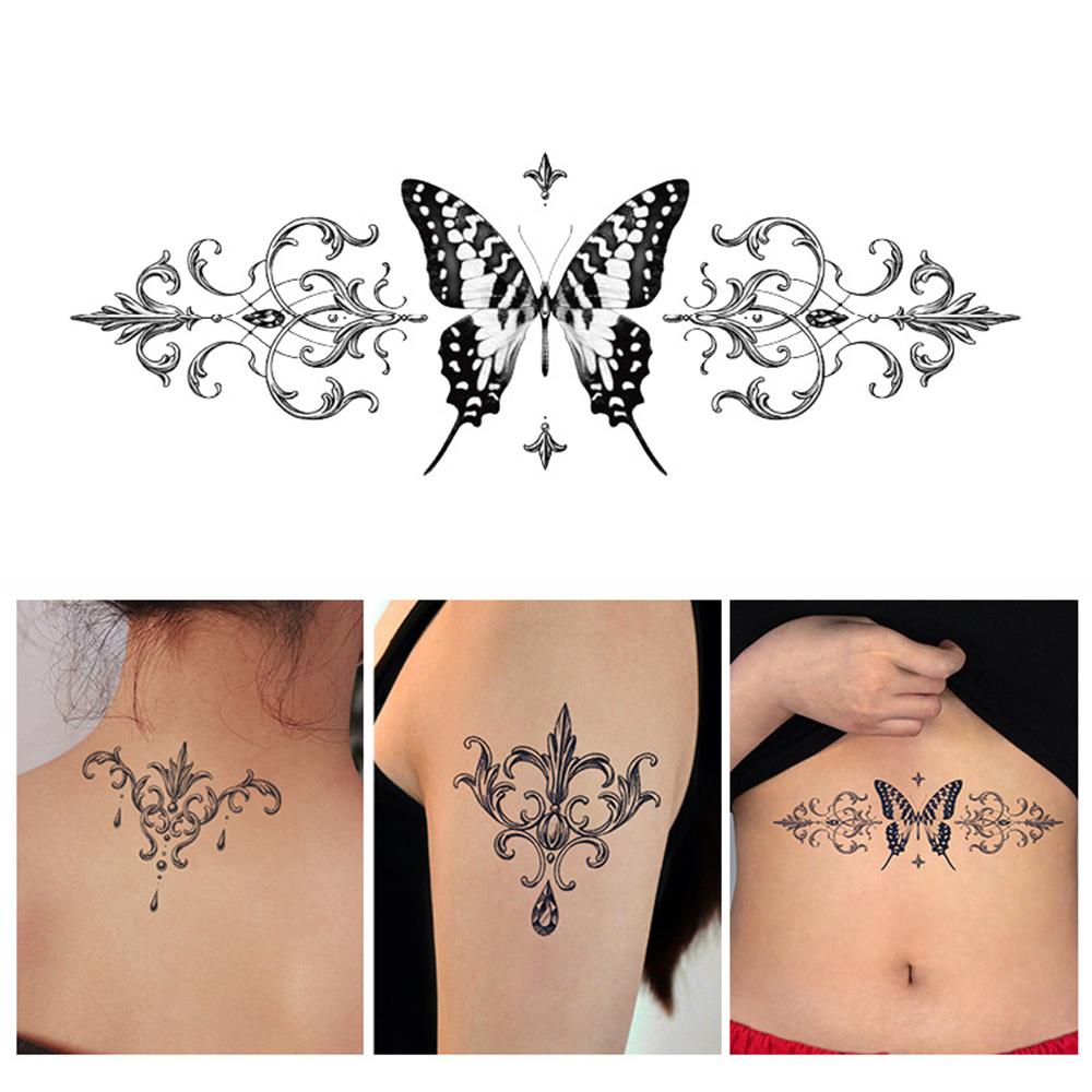 6 Sheets Temporary Tattoos Stickers, Fake Body Arm Chest Shoulder Tattoos for Men or Women with Tiny Black Tattoos Waterproof an