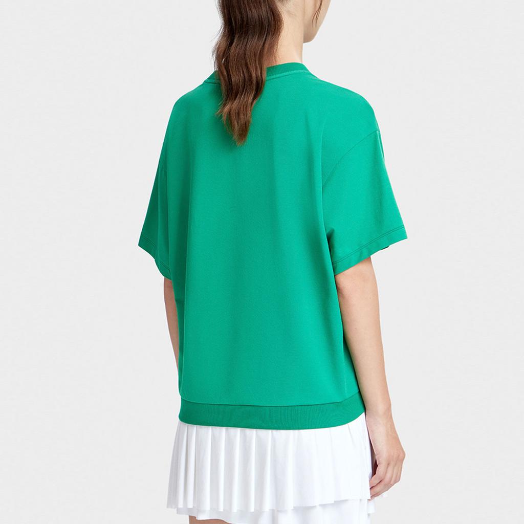 Fila Logo Print Tennis Knit Short Sleeve Drop Shoulder T-Shirt Women Tops Celadon-Green A11W333105F-GN