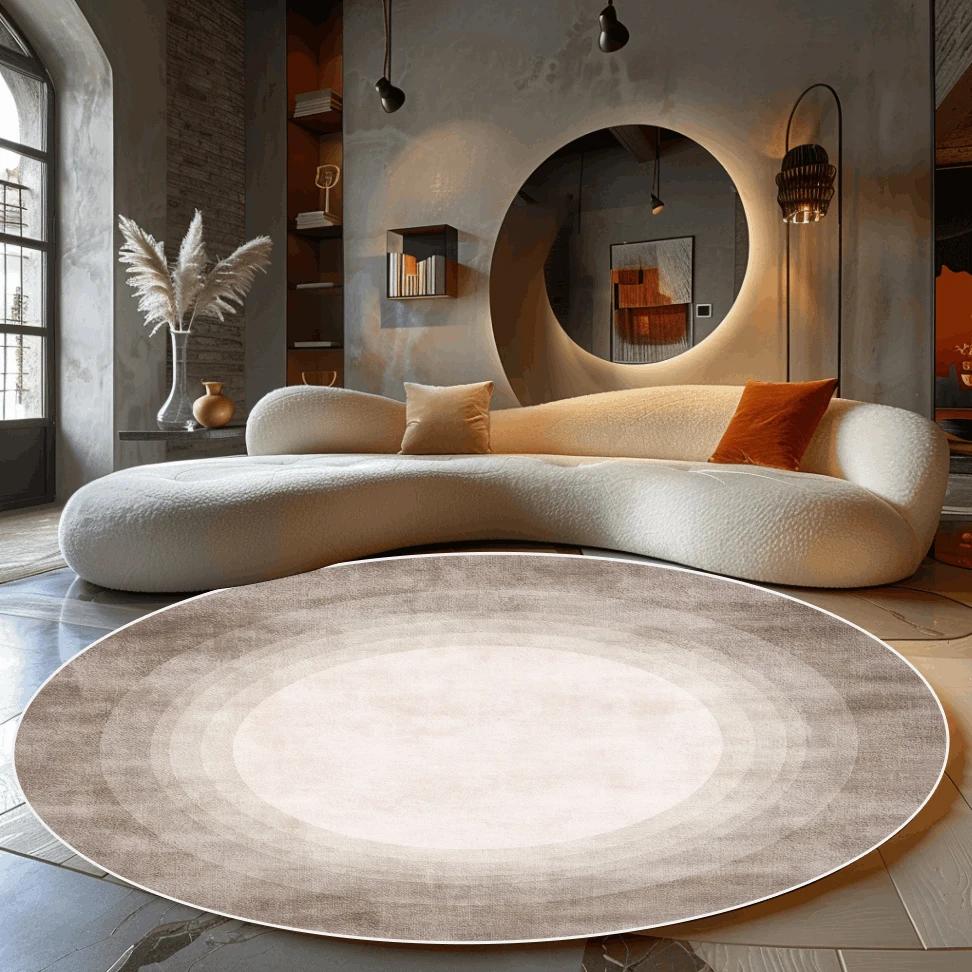Simple Gradient Round Carpet Living Room Light Luxury Study Room Cloakroom Non-slip Mat Home Bedroom Bedside Fluffy Soft Rug