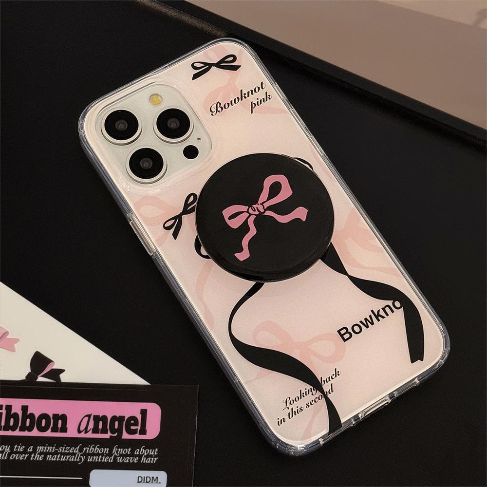 

Чехол-подставка для телефона Double Sweet Cool Bow из вискозы, совместимый и подходящий для iPhone15 14 13/12promax 12/12pro