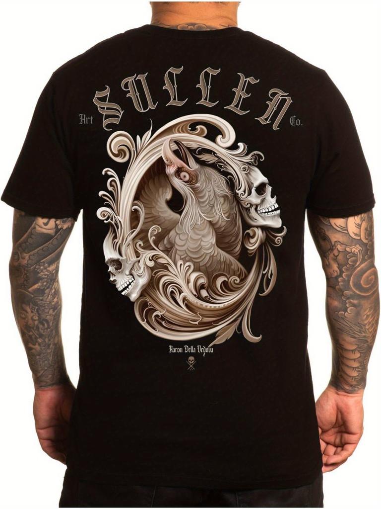 Sullen Homme Vedova Tatouage Style de Vie Logo Graphique T-shirt Premium à Manches Courtes Graphique Manches Courtes Unisexe Homme Femme Été