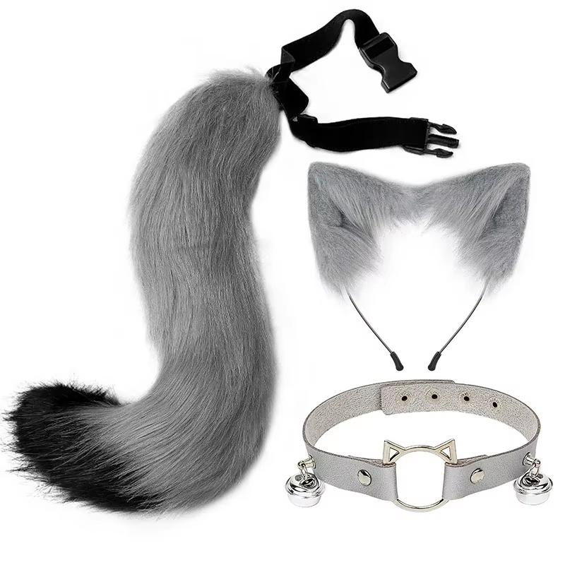 Halloween Cosplay Fluffy Fox Tail Fox Ears Keychain Cat Paws Gloves And Mask Animation Exhibition For Costume Accessories Set