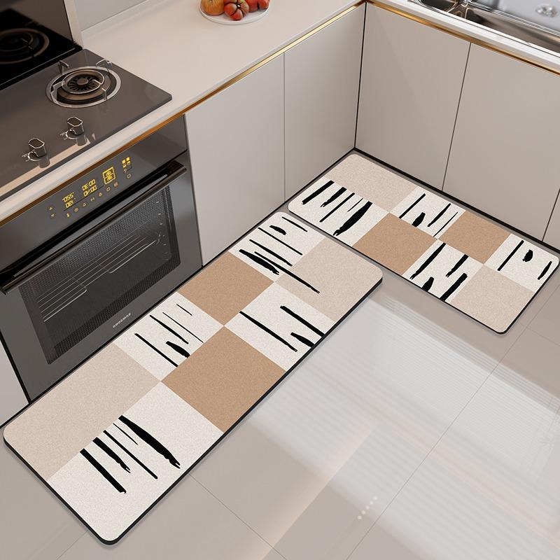 Kitchen Floor Mat Absorbent Carpet Diatom Mud Non-slip Foot Mats Simple Stripes Home Decoration Rug Alfombra De Cocina