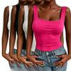 Rippstrick Crop Tops Damen Unifarben Quadratischer Ausschnitt Camis Camisole Mode Tube Top Ärmellos für Damen