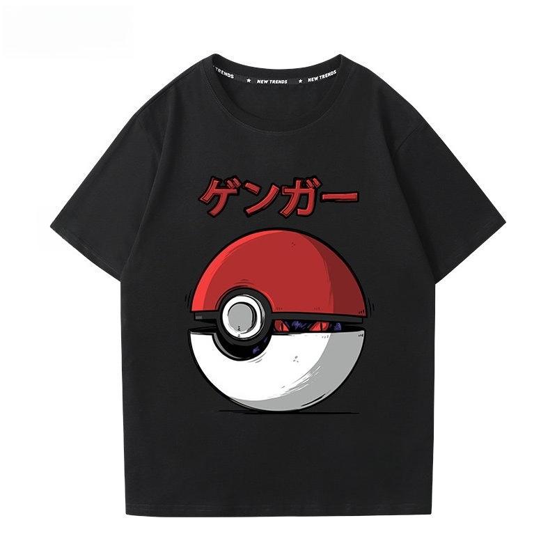 T-shirt με Εκτύπωση Pokémon Gengar 100% Βαμβακερό Ανδρικό Καλοκαιρινή Μόδα 2026 Oversize Street Casual Y2K Μπλούζες Ρούχα Streetwear