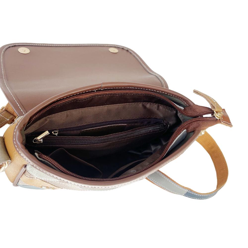 Χρωματιστή Φλοράλ Πλακέ Δερμάτινη Τσάντα Χιαστί για Γυναίκες