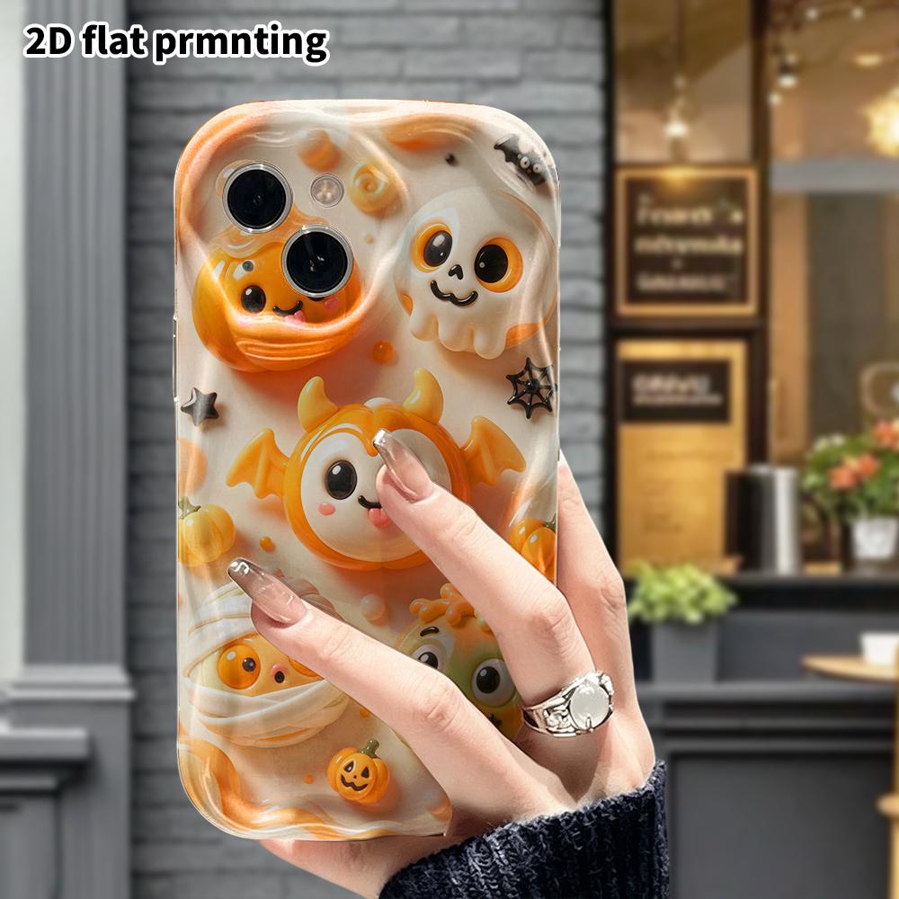 Phone case: 2D flat design, suitable for iPhone 18 17 16 15 14 13 Pro protective case, cute Halloween character, perfect Halloween and Christmas holid