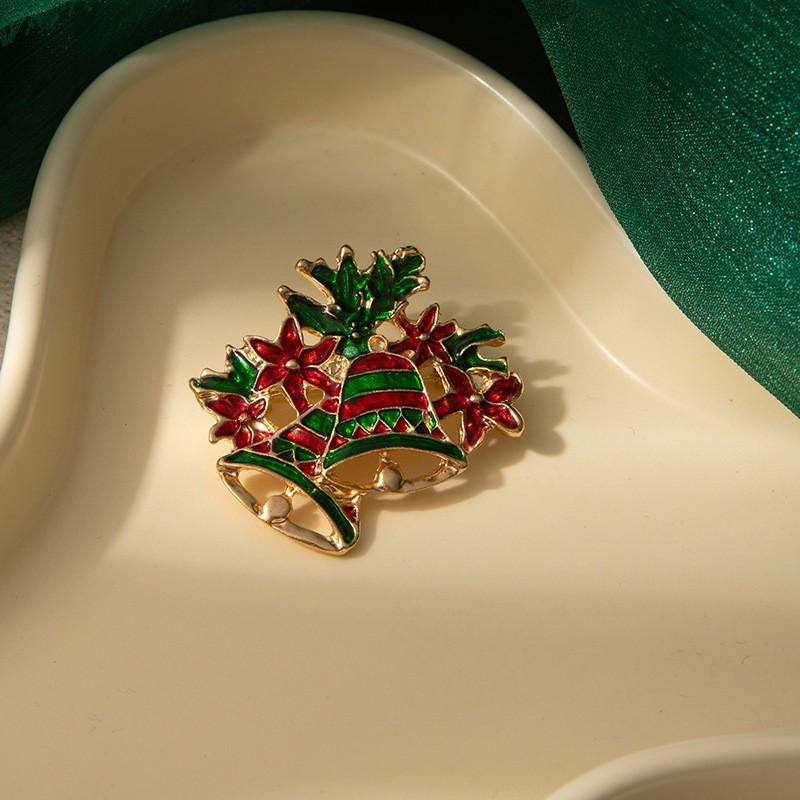 Charming Cartoon Christmas Elk Brooch with Bells & Rhinestones