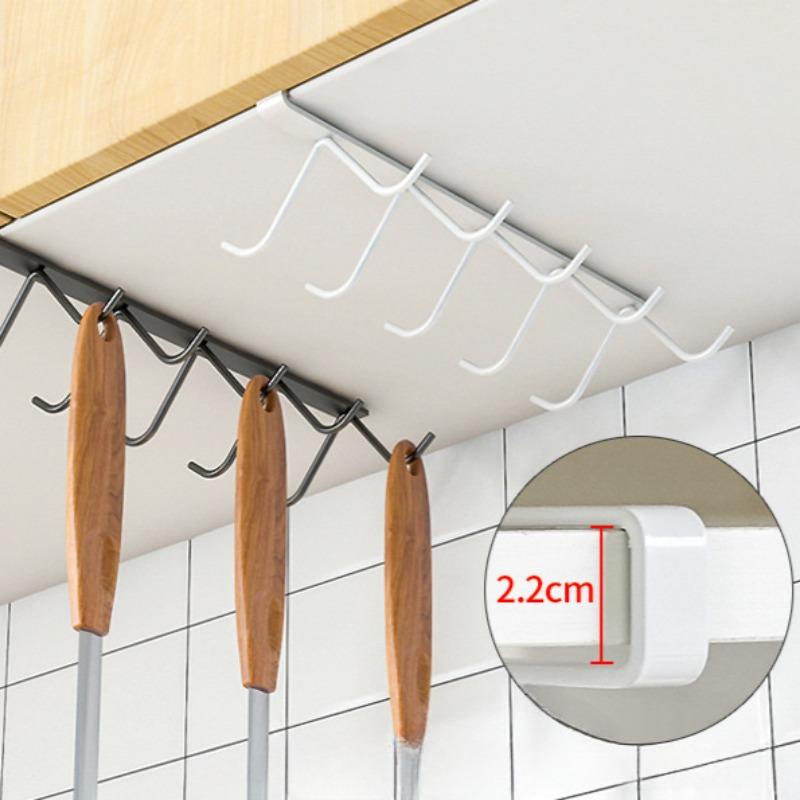 Küchenutensilien Aufbewahrungsregal Stanzfrei Hängender Tassenhalter Unter dem Schrank Haken Zuhause Lappen Organisationsregal Metall Tassenhalter