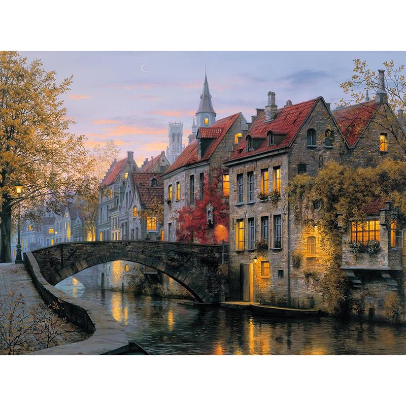

5D Алмазная картина Мозаика Водный город Квадратная/круглая Алмазная вышивка Подарок или украшениекровать