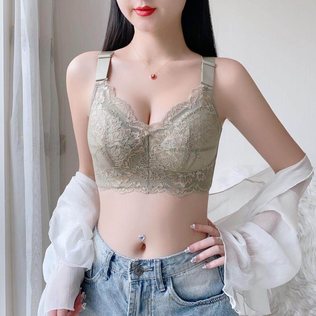 Summer Bra Women's Thin Bra Women's Underwire Bra Gathered Chest Gathered Accessory Bra Plus Size Bra
