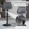Set of 2 Height-Adjustable Bar Stools. 46x48x83-104cm. Gray and Black