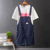 Men's Y2K Bib Overalls Shorts Casual Summer Plus Size Suspenders Breeches Khaki Black Green