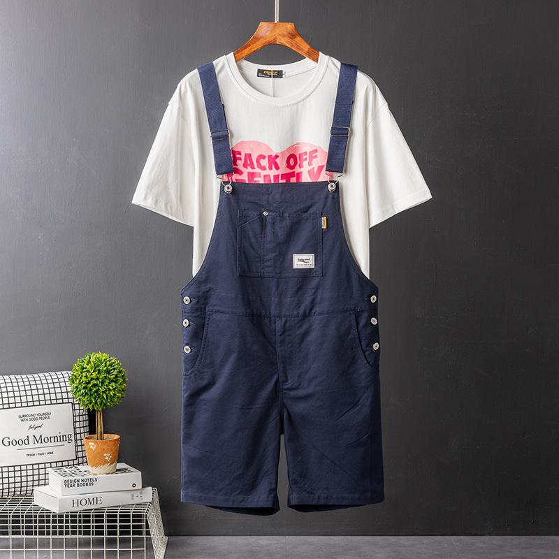 Men's Y2K Bib Overalls Shorts Casual Summer Plus Size Suspenders Breeches Khaki Black Green