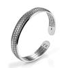 Vintage Thai Silber Gewebte Oberfläche Manschette Armreif für Damen Herren Kreatives Ethnisches Design Handgefertigte Armreifen Schmuck Geschenk