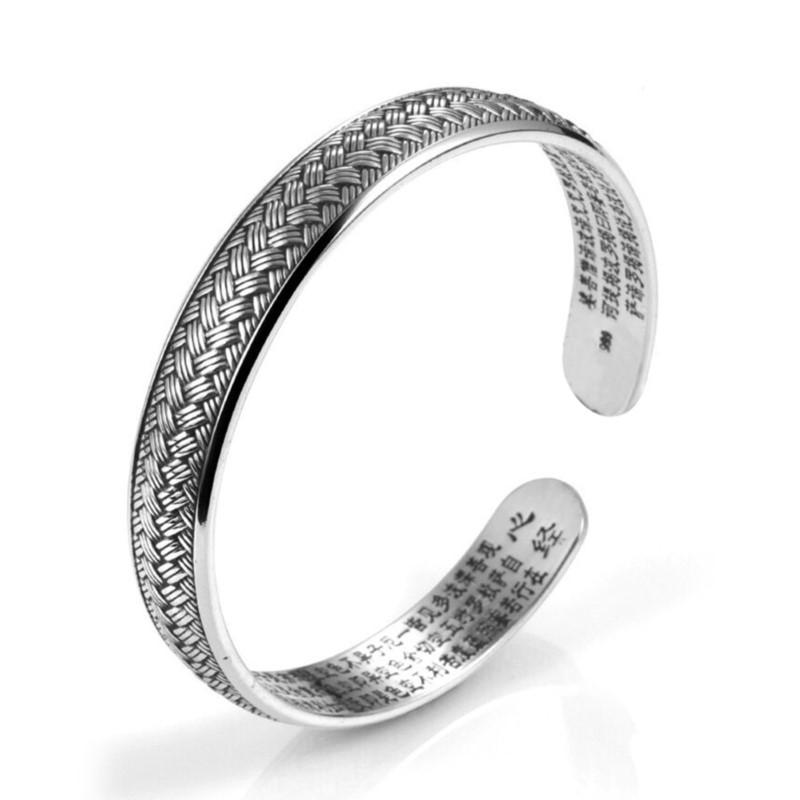 Vintage Thai Silber Gewebte Oberfläche Manschette Armreif für Damen Herren Kreatives Ethnisches Design Handgefertigte Armreifen Schmuck Geschenk