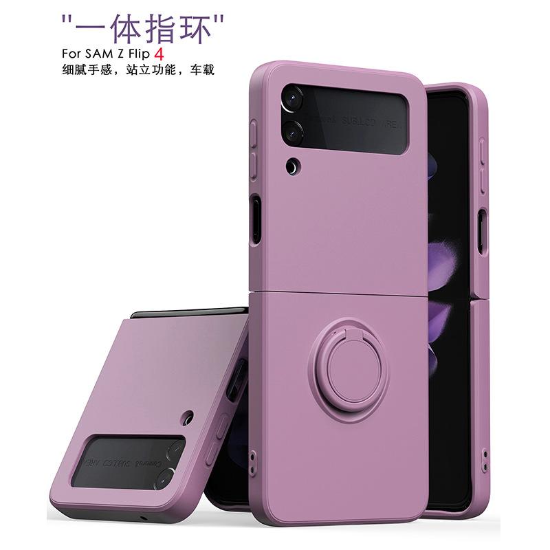 Spot supply Amazon applicable Samsung zflip4 mobile phone case z5 integrated ring holder folding screen mobile phone case