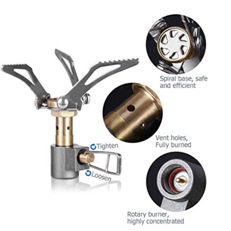 Campingovn Bærbar minigasskomfyr Utendørs kokekar Komfyr for BBQ Fotturer Backpacking