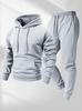 250g Men's Trendy Sports Hoodie & Sweatpants Set - Plain Color