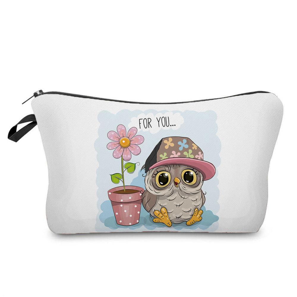 Women Owl Print Cosmetic Bag Toiletries Organize Travel Storage Case 6697