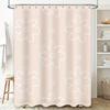 Delicate Floral Shower Curtain with Hooks Pink and White Stripes Pattern Bath Decor for Home Bathroom Modern and Simple Design