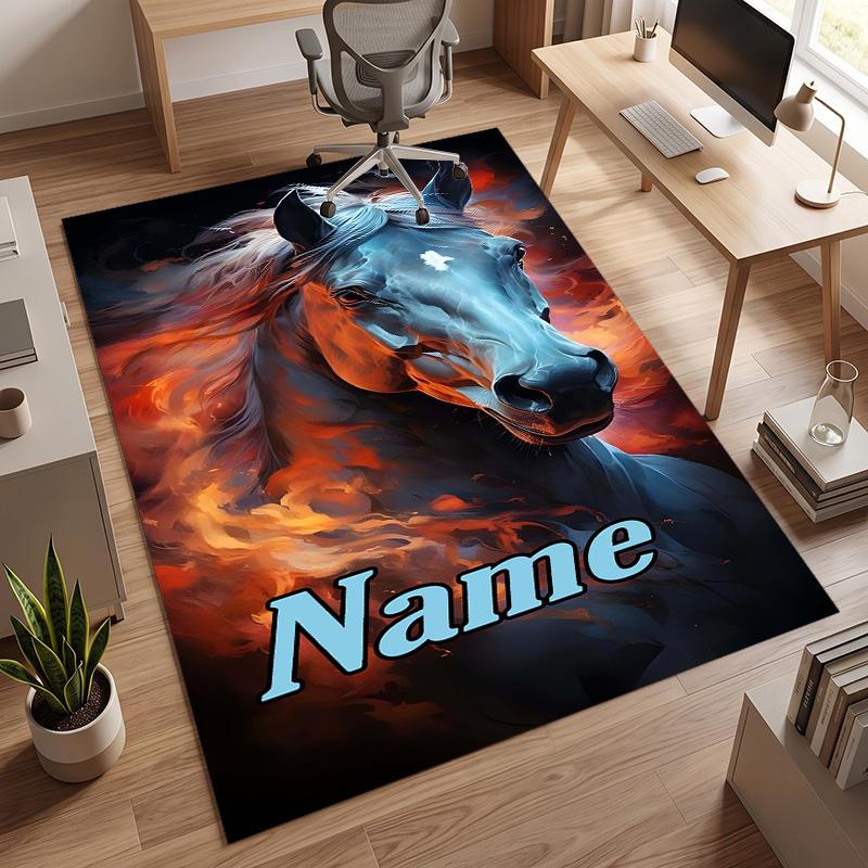 vivid horse (14) Personalized name Office Carpet Stylish Decor for Living Room Bedroom Kitchen