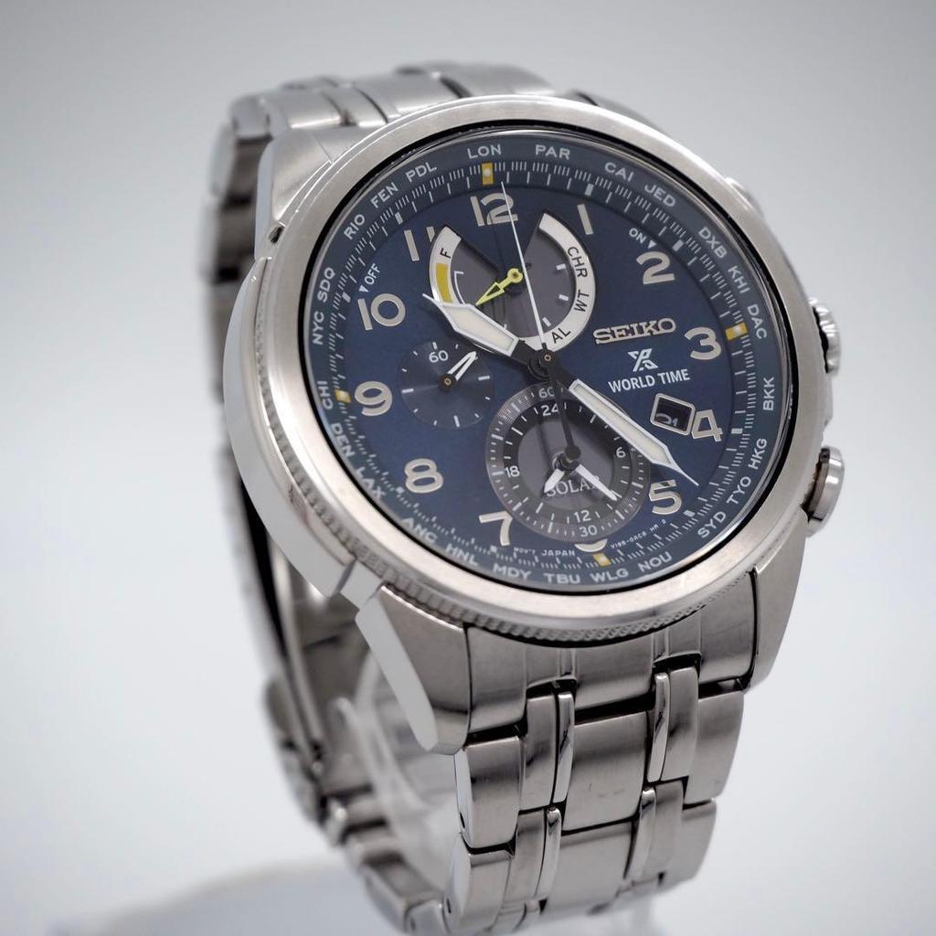 [USED]SEIKO Prospex SSC507 V195-0AD0 Solar World Time Blue Dial Men’s Watch 43mm
