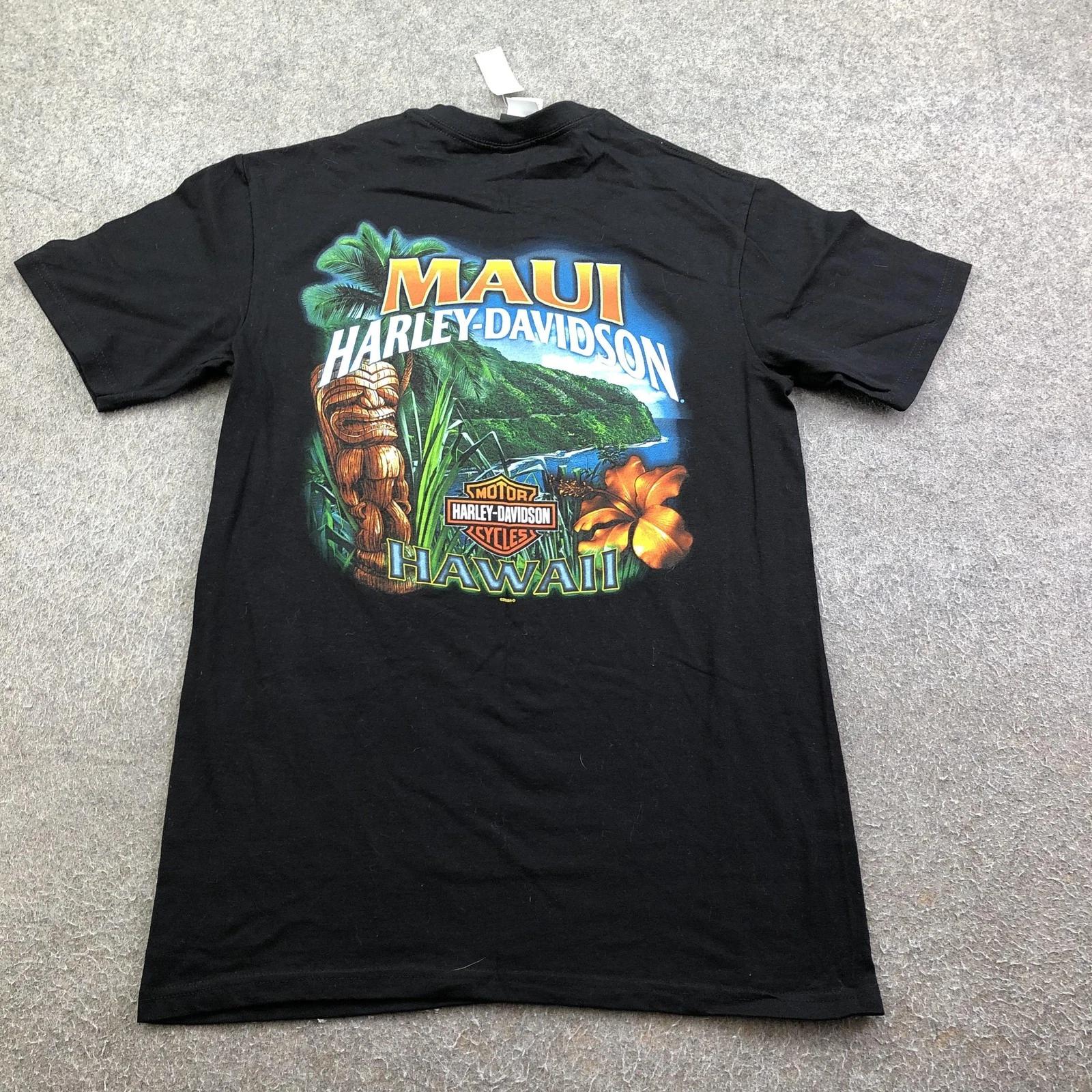 Harley-Davidson Shirt Mens Medium Black Maui Hawaii Tiki Graphic Tee Motorcycle L