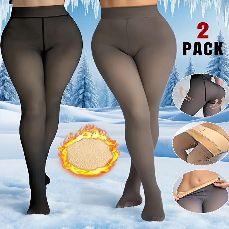 Women's Winter Warm Tights, High-Waisted Fleece-Lined Leggings, Flight Attendant Gray Sheer Thick Thermal Leggings, Slimming Full-Length Socks