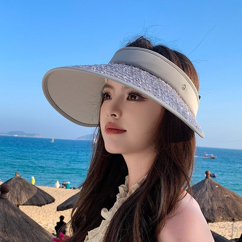 Summer headband, empty top hat, big eaves, outdoor sunscreen, sun hat, children's fashion versatile trend shows the face, small sun hat