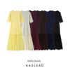 Kaslead New Women Clothes Western Style Round Neck Short Sleeve Knitted Patchwork Dress 4192001