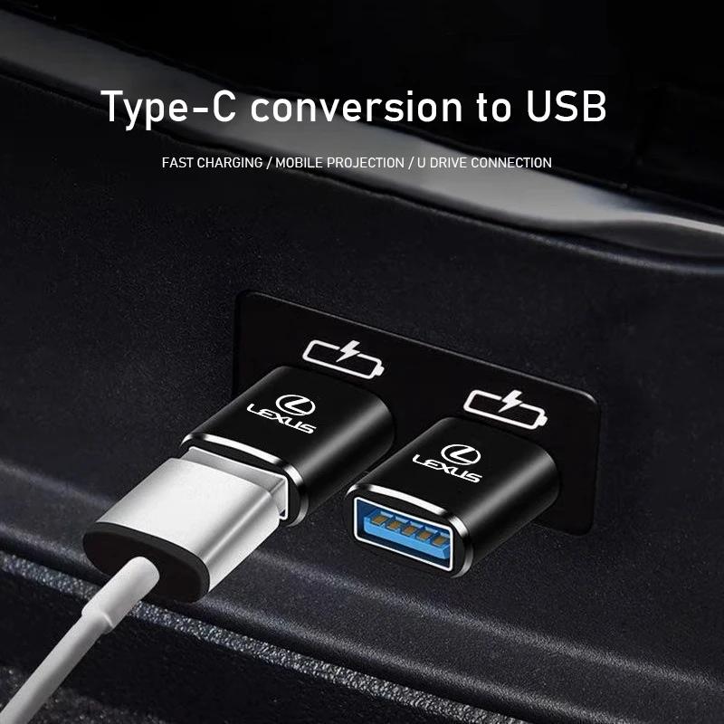 TypeC To USB Adapter OTG Converter Connector For Lexus F SPORT ES RX NX LS UX LM LX GX LC RZ IS CT GS RC HS SC TX LBX IS300 RX35