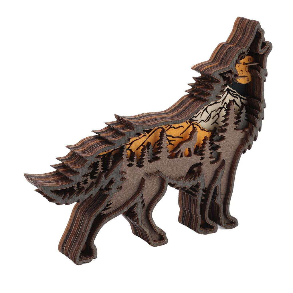 Wolf Totem Statue Wolf Howling Mechanical Engraving Safe Durable Wood Widely Used Wooden Wolf