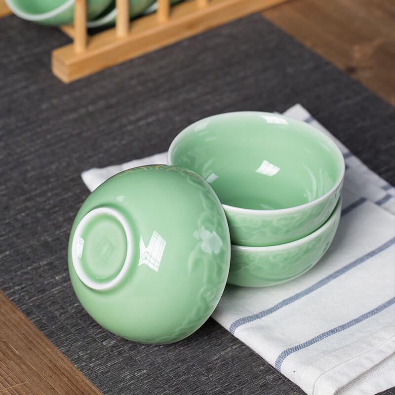 Zhinianhua Chinese Style Longquan Celadon Ceramic Bowl Set