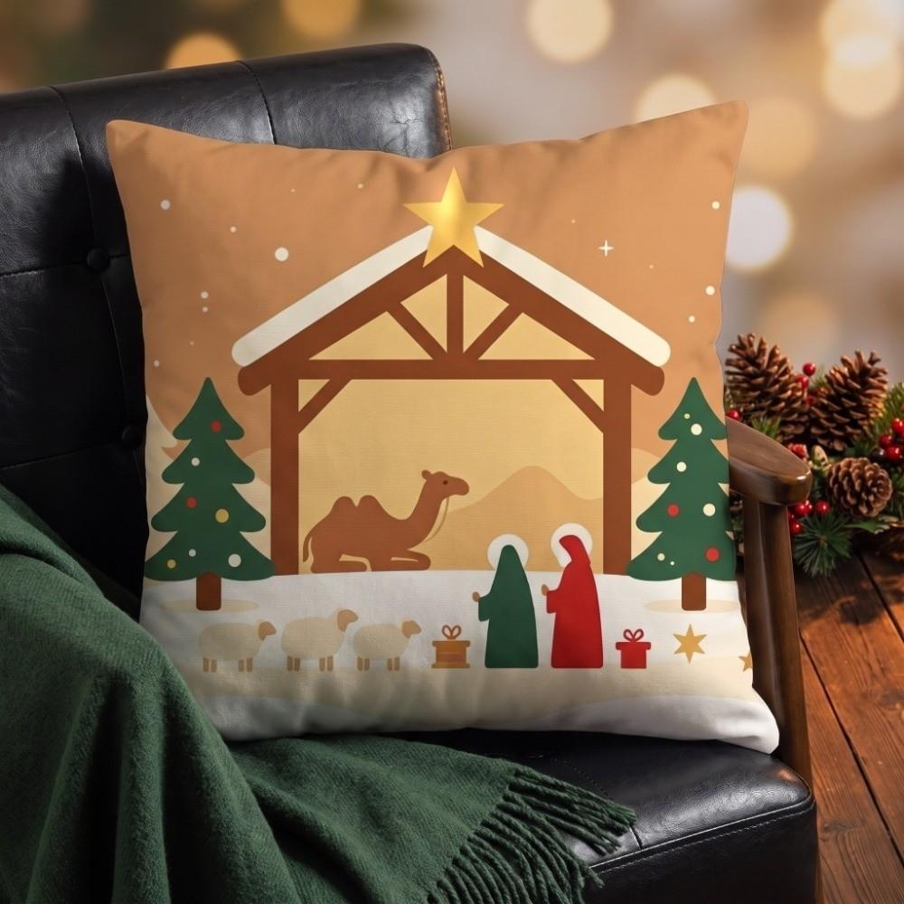 2D Flat Christmas Pillow Cover Christmas Tree Xmas Tree Pillowslip Throw Cushion Case Winter Decor