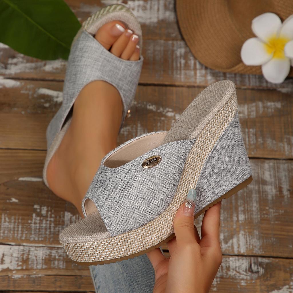Women Wedge Slippers 2025 Summer Peep-Toe Shoes Woman High-Heeled Platform Slides Women Casual Wedges for Women High Sandals