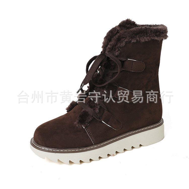 

Зимние новые термохлопковые ботинки на толстой подошве с ремешками, хлопковые ботинки большого размера 40-43 43 коричневый