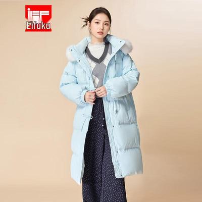 IEF Women's French Sweet Warm Long Hooded Down Jacket
