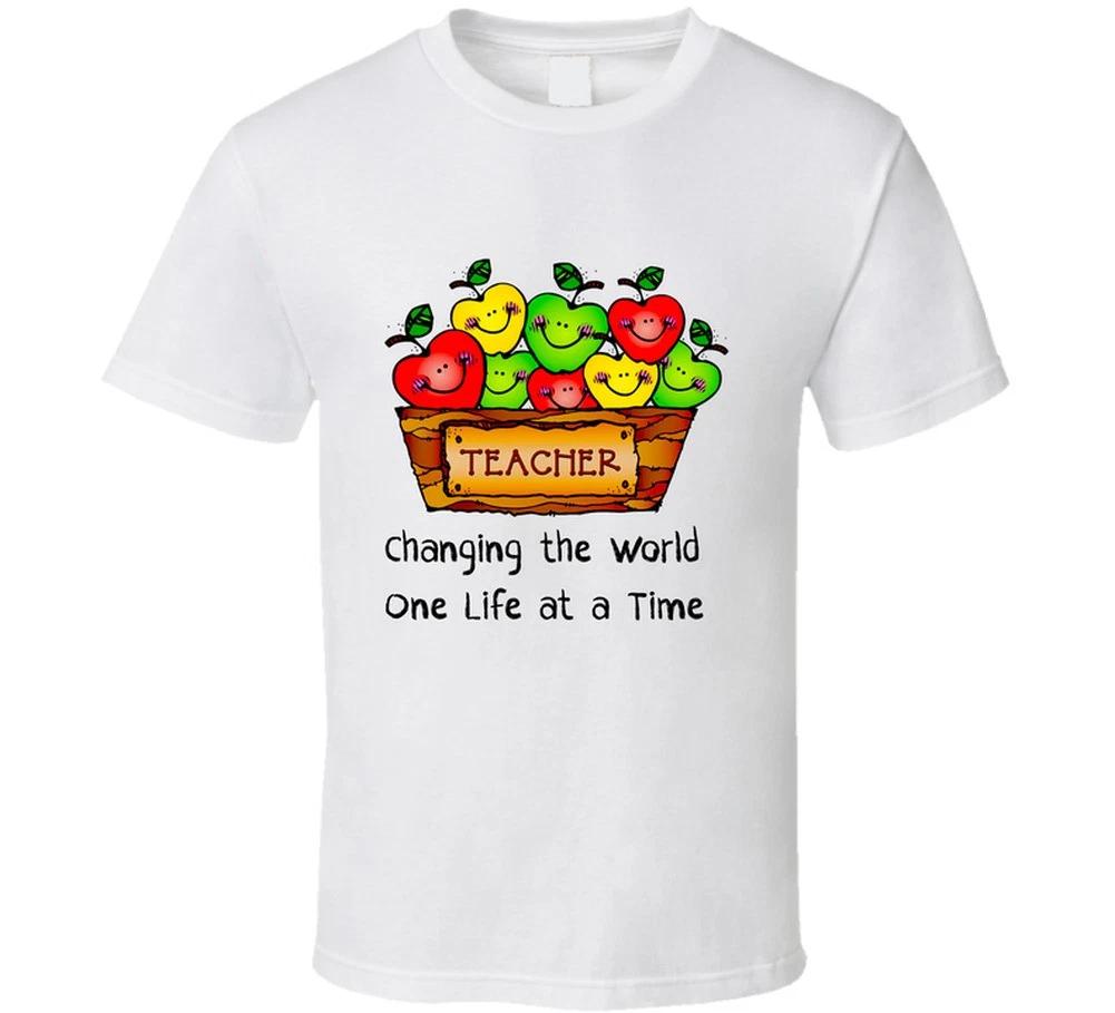 Teacher Changing The World One Life At A Time School Education Gift T Shirt 4XL