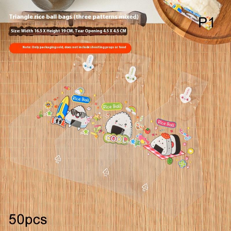 Japenese Triangle Rice Ball Disposable Packaging Bag Sushi Bag Sushi Making Mold Wrapping Paper Bento Accessories 50/100Pcs
