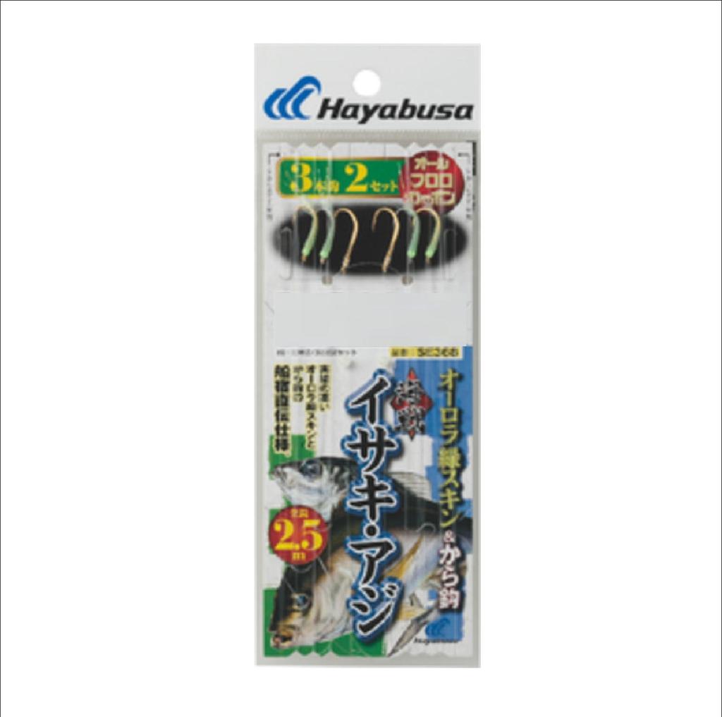 Hayabusa Naval Battle Aurora Green Skin Kara Hook 3 Hooks SE368 Grunt/Aji & 2.5m 3/3-2.5-2.5