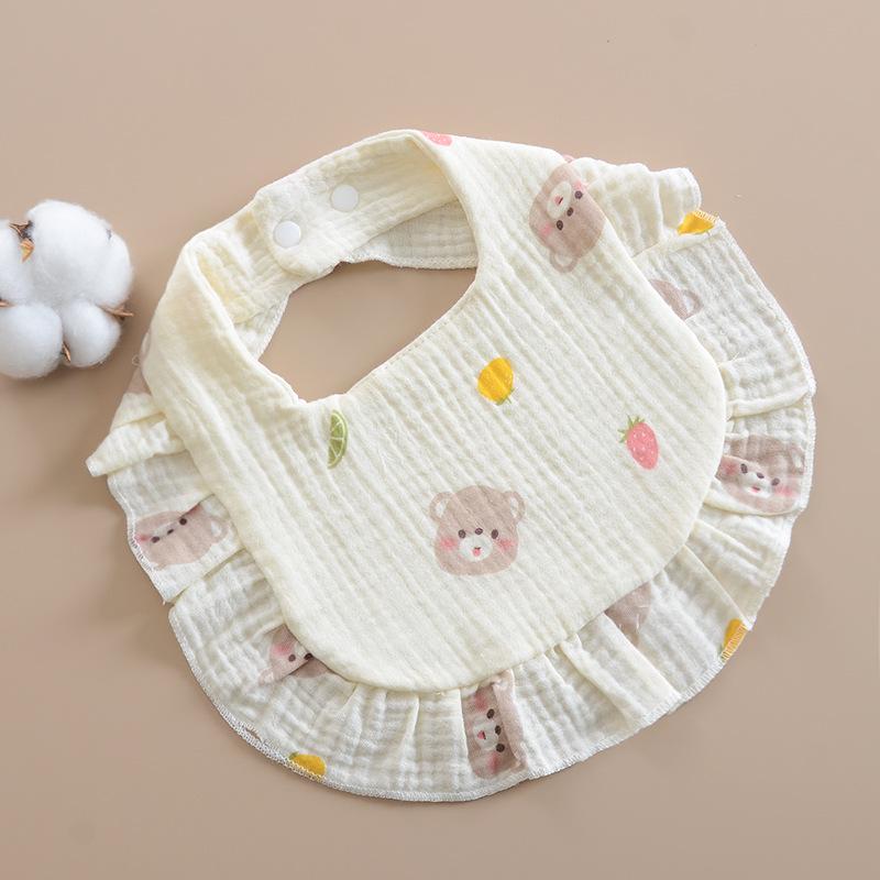 Korean Style Baby Bib: 6-Layer Pure Cotton Gauze with Lace, Cute, Soft & Absorbent